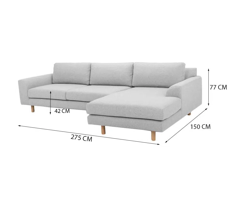 Bella 3-Seater L-Shape sofa Polyester – Light Grey