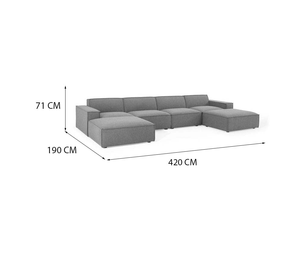 Boulevards 4-Seater U-Shape Sofa Set Polyester