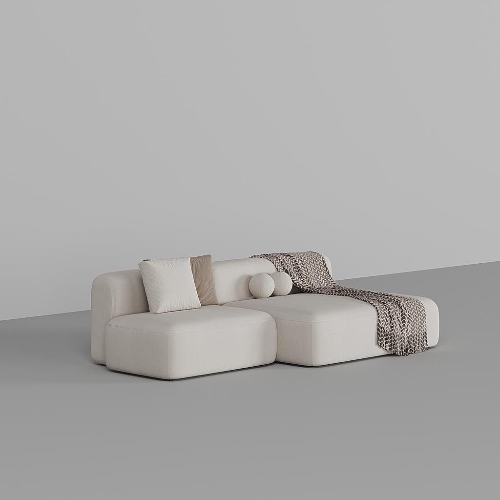Bryant 3 Seater L-Shape Suede Sofa – White