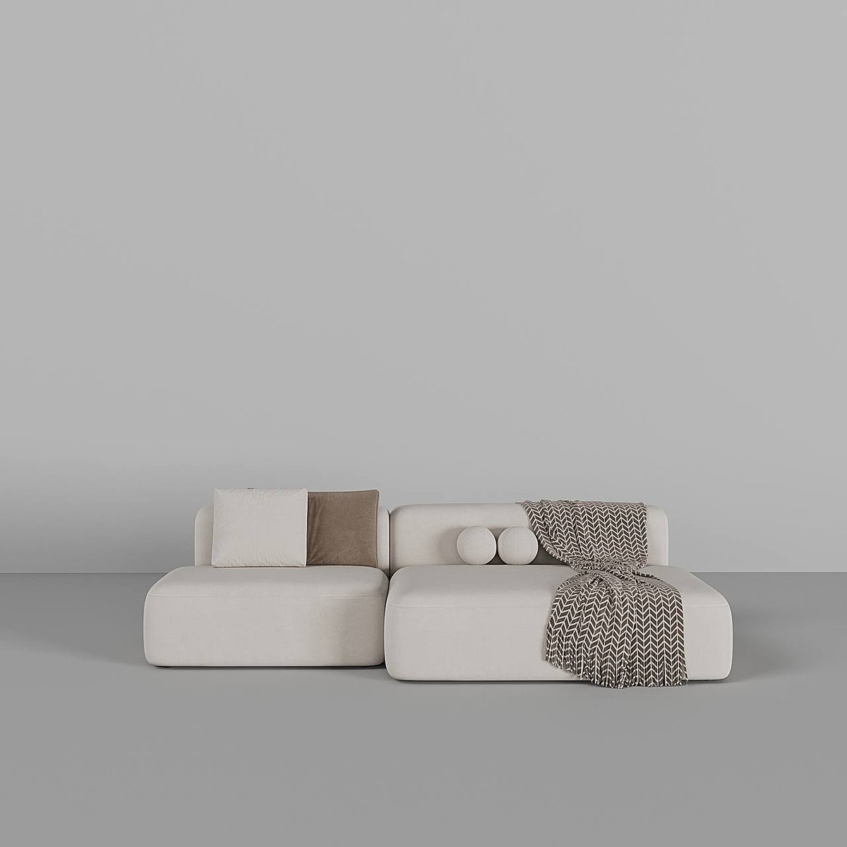 Bryant 3 Seater L-Shape Suede Sofa – White