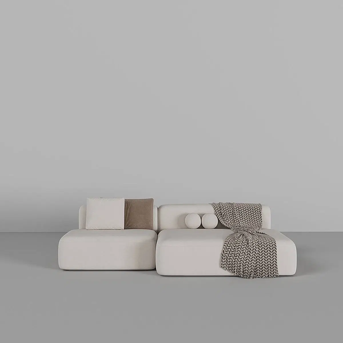 Bryant 3 Seater L-Shape Suede Sofa – White