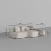 Bryant 3 Seater L-Shape Suede Sofa – White