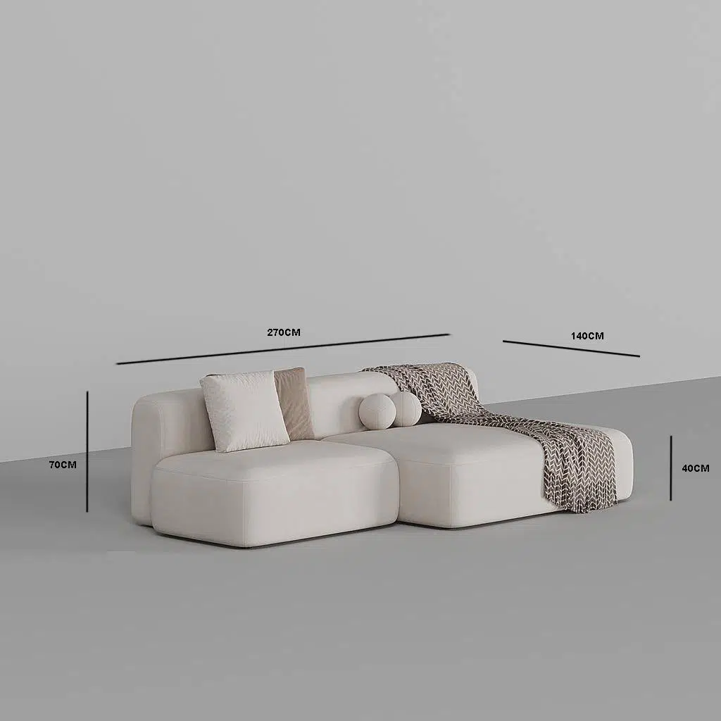 Bryant 3 Seater L-Shape Suede Sofa – White
