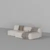 Bryant 3 Seater L-Shape Suede Sofa – White