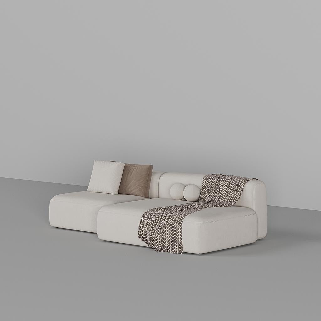 Bryant 3 Seater L-Shape Suede Sofa – White