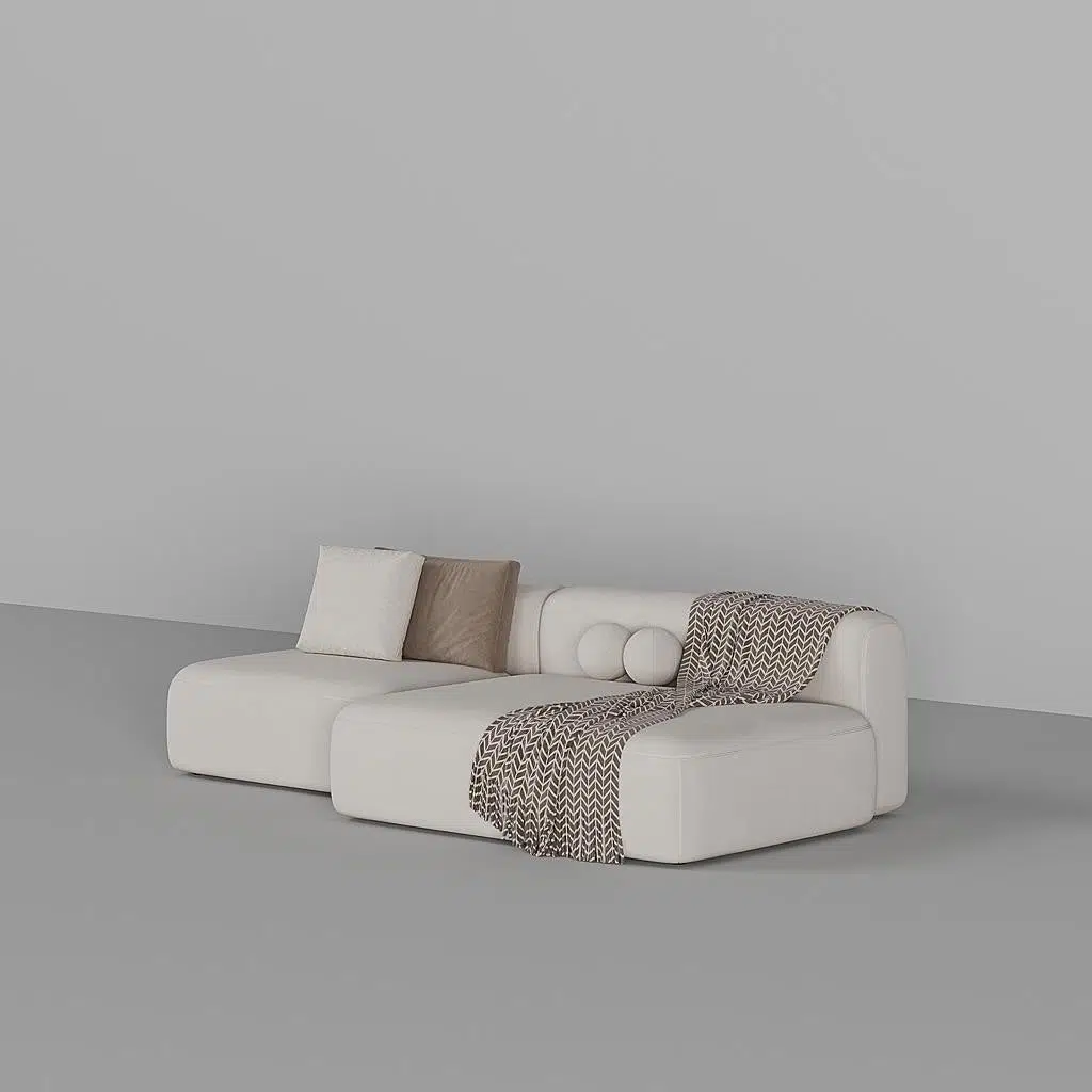 Bryant 3 Seater L-Shape Suede Sofa – White
