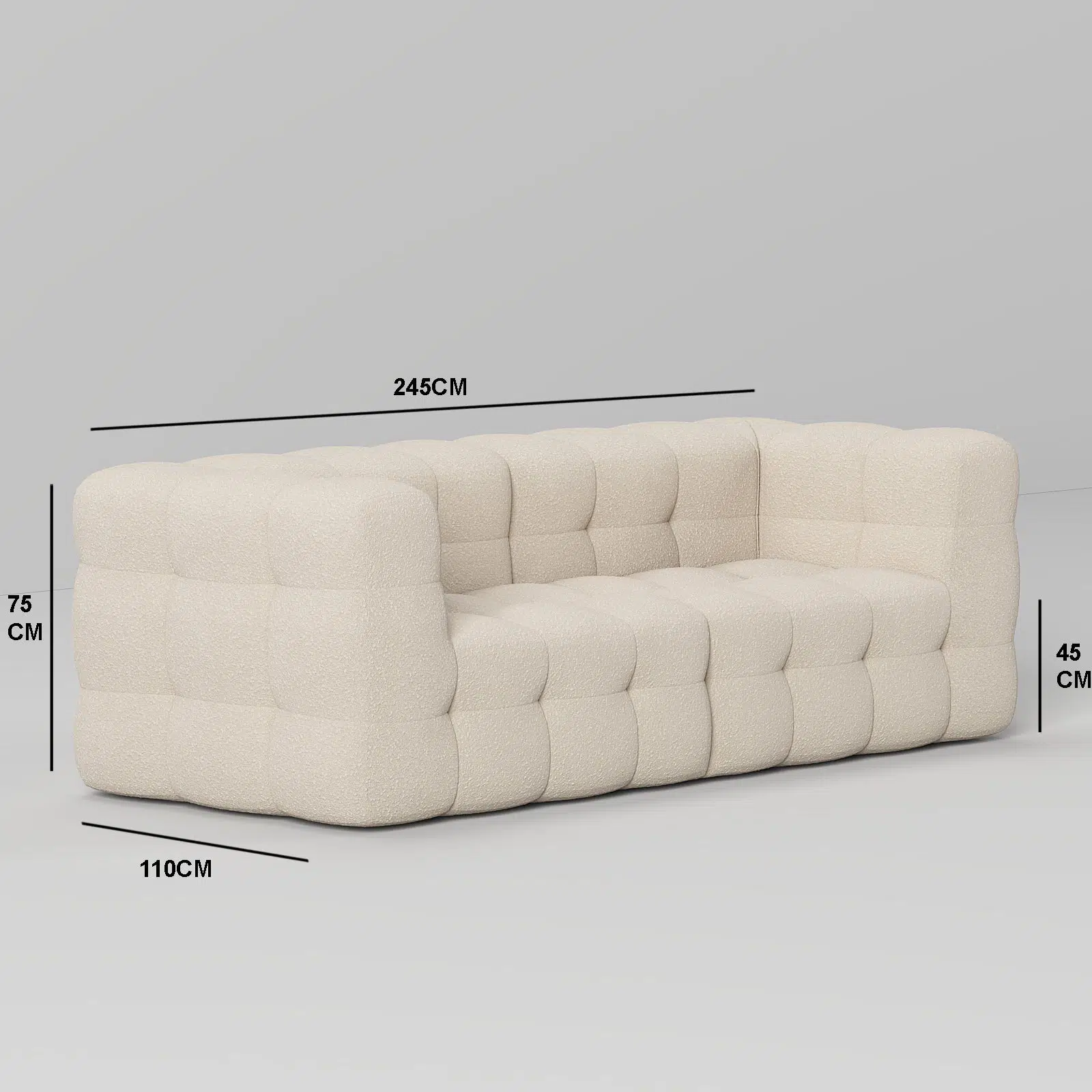 Monroe 2 Seater Tufted Boucle Upholstery