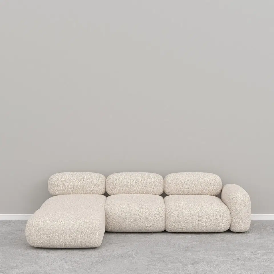Saxon 3-Seater L-Shape Sofa Set Boucle Upholstery…