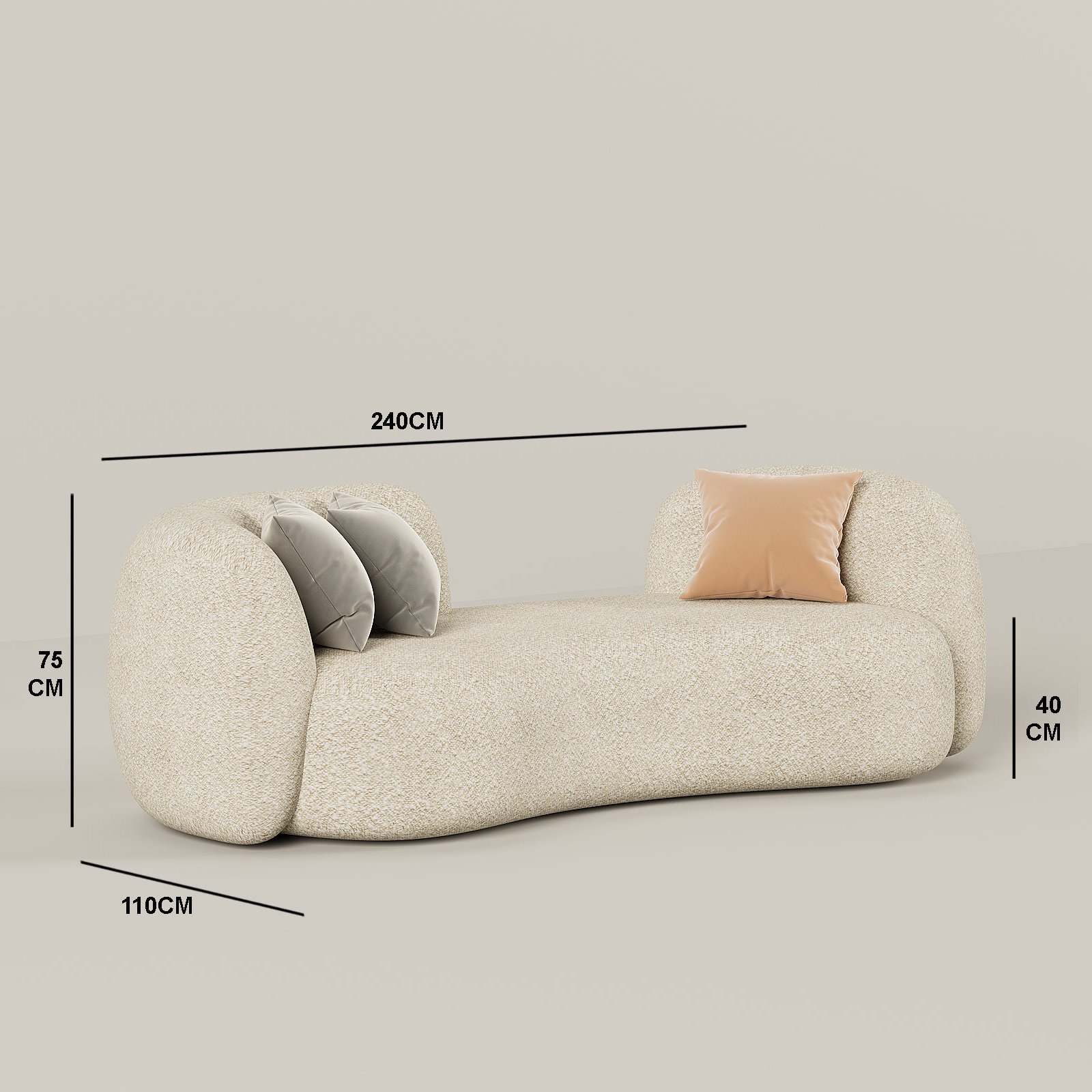Tuxedo 3 Seater Boucle Upholstery
