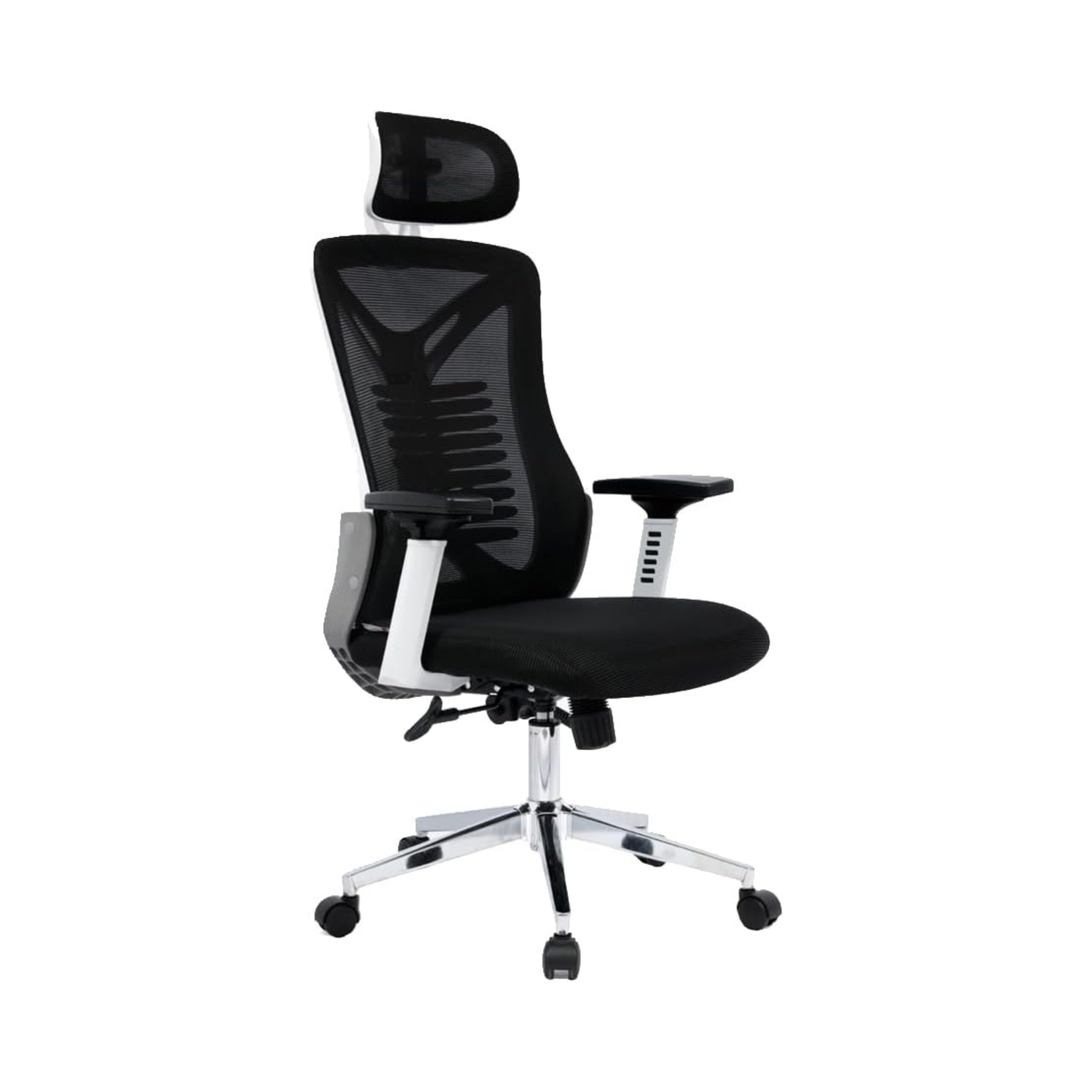 Executive Mesh Office Chair Headrest and Lumbar Support Comfortable High-Back Swivel 360 Black