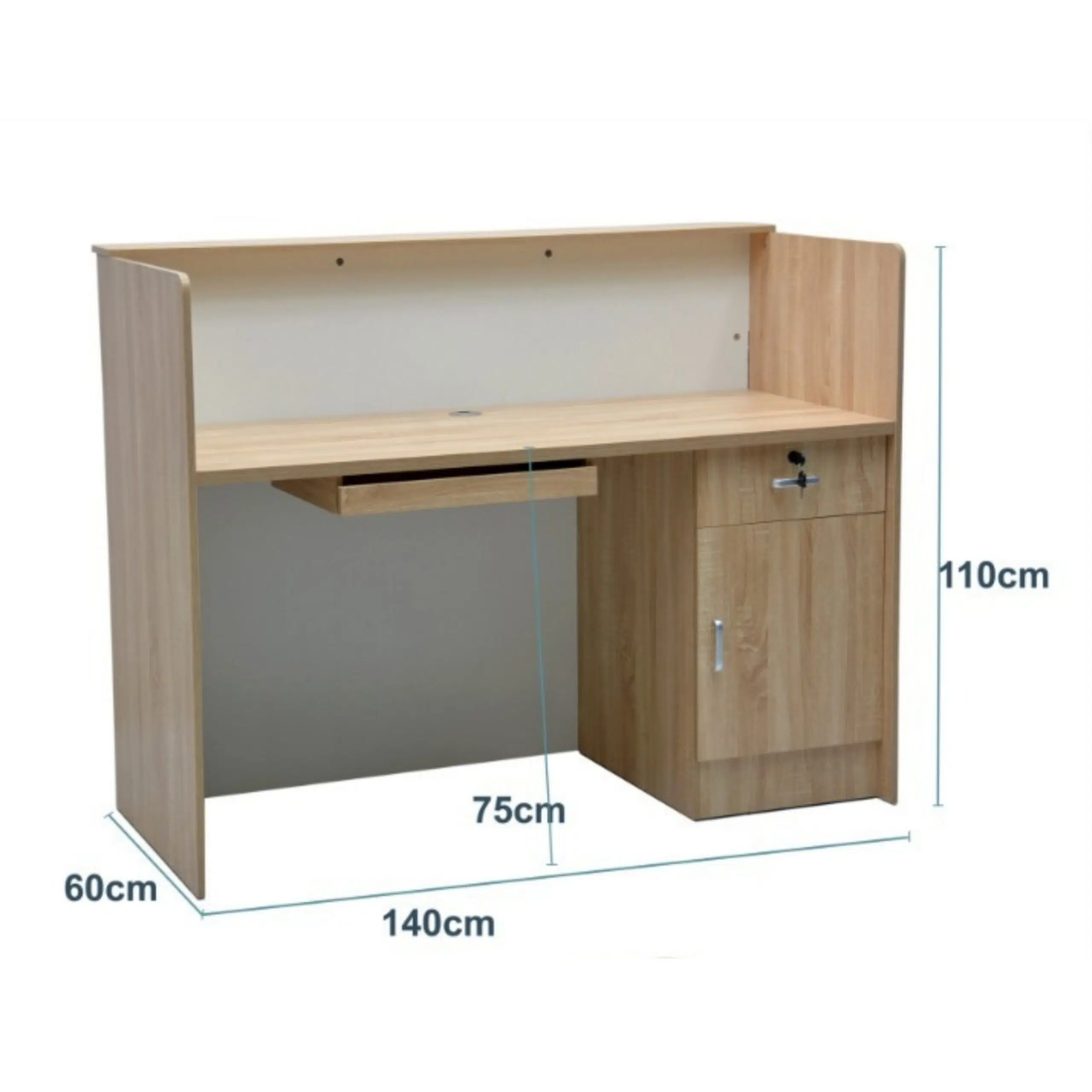 Abelia Reception Desk For Front Office Color Beige 140cm
