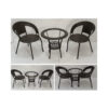 Patio 3 Pieces Rattan Dining Set Table with Wicker Glass Top