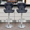 Modern Adjustable Bar Stools with PU Leather, Chrome Base, Set of 2
