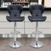 Modern Adjustable Bar Stools with PU Leather, Chrome Base, Set of 2