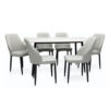Wooden Twist Kitchen Dining Table Top Marble Leather Chair – Light Grey