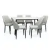 Wooden Twist Kitchen Dining Table Top Marble Leather Chair – Light Grey