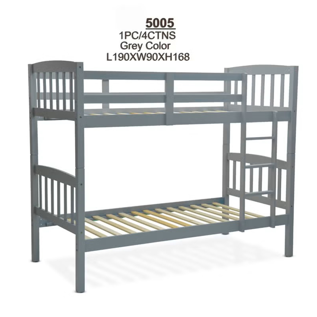 Heavy Duty Wooden Bunk Bed With Ladder for Kids – Grey