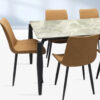 Titan Dining Table Marble Modern Set – Brown And Grey