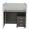 2-Person Workstation Desk With Table Top Screen Divider With Drawers- Color Coffee