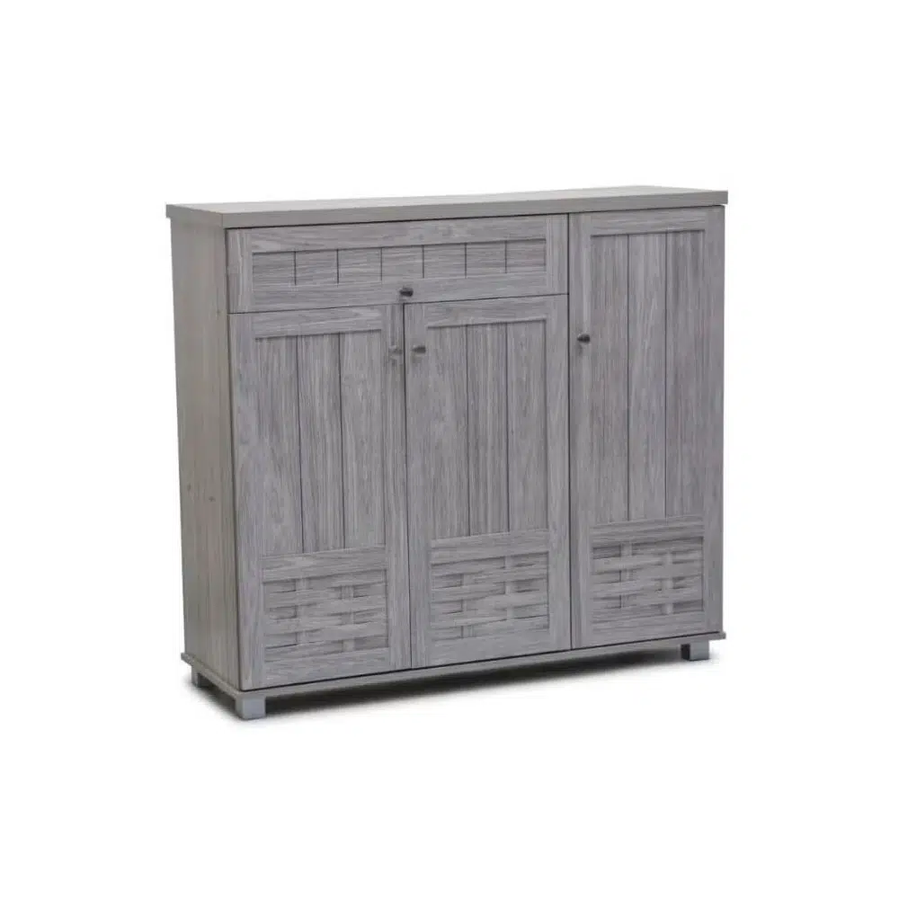 Modern Wooden Shoe Rack with Dustproof Cover – Grey Oak