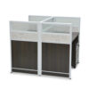 2-Person Workstation Desk With Table Top Screen Divider With Drawers- Color Coffee