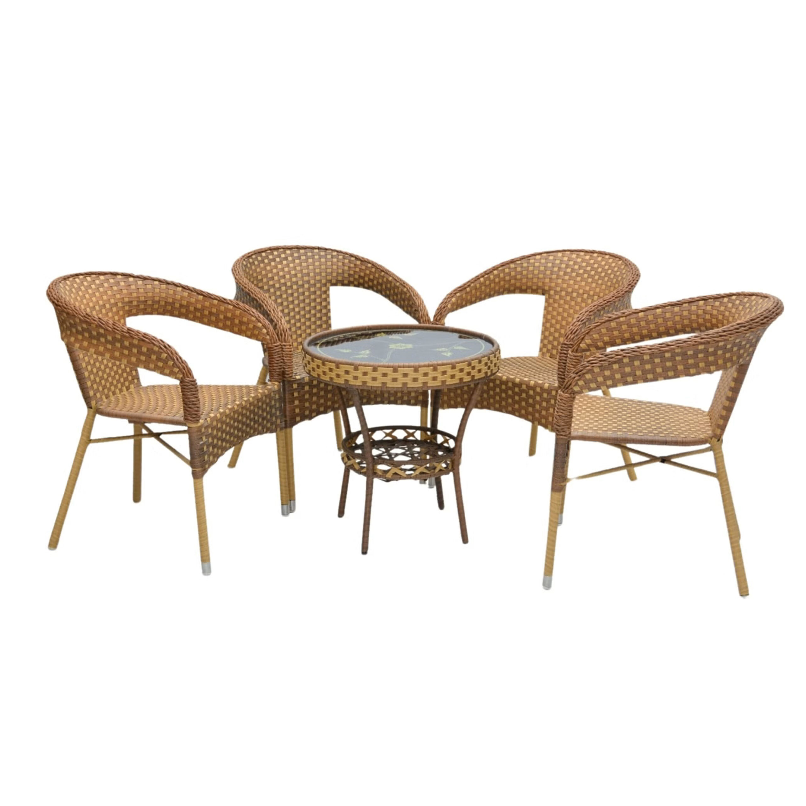 Patio 1+4 Rattan Set Dining Set – Brown-207R