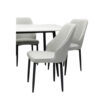 Wooden Twist Kitchen Dining Table Top Marble Leather Chair – Light Grey