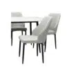 Wooden Twist Kitchen Dining Table Top Marble Leather Chair – Light Grey