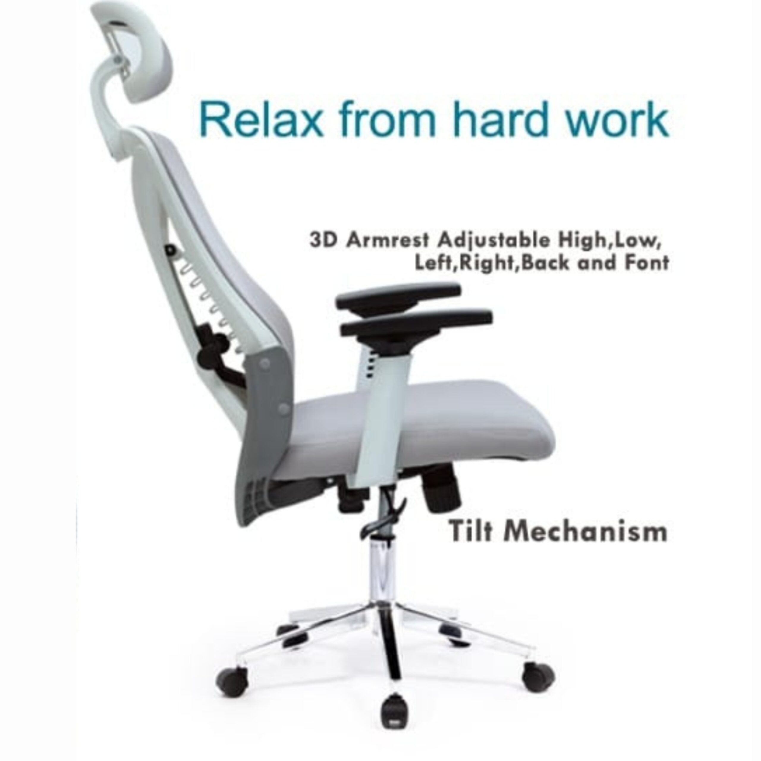 Executive Mesh Office Chair Headrest and Lumbar Support Comfortable High-Back Swivel 360 Black