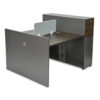 Prairie 2-Person Workstation Desk With Drawers & Table Top Divider – Color Coffee-Grey