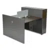 Prairie 2-Person Workstation Desk With Drawers & Table Top Divider – Color Coffee-Grey