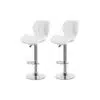 Modern Adjustable Bar Stools with PU Leather, Chrome Base, Set of 2