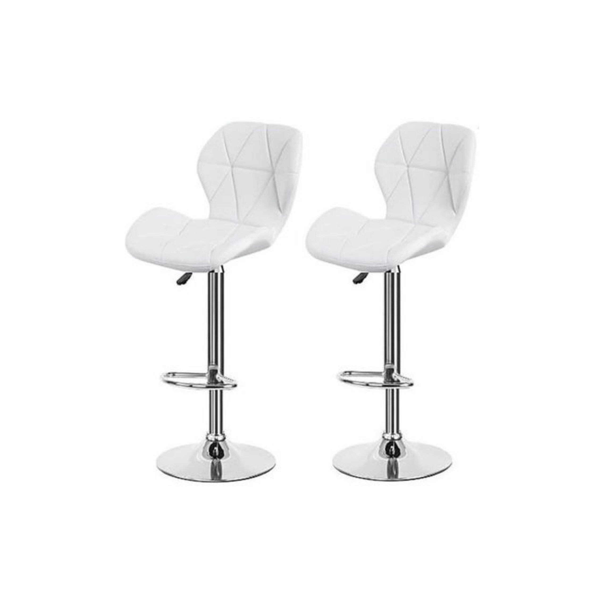 Modern Adjustable Bar Stools with PU Leather, Chrome Base, Set of 2