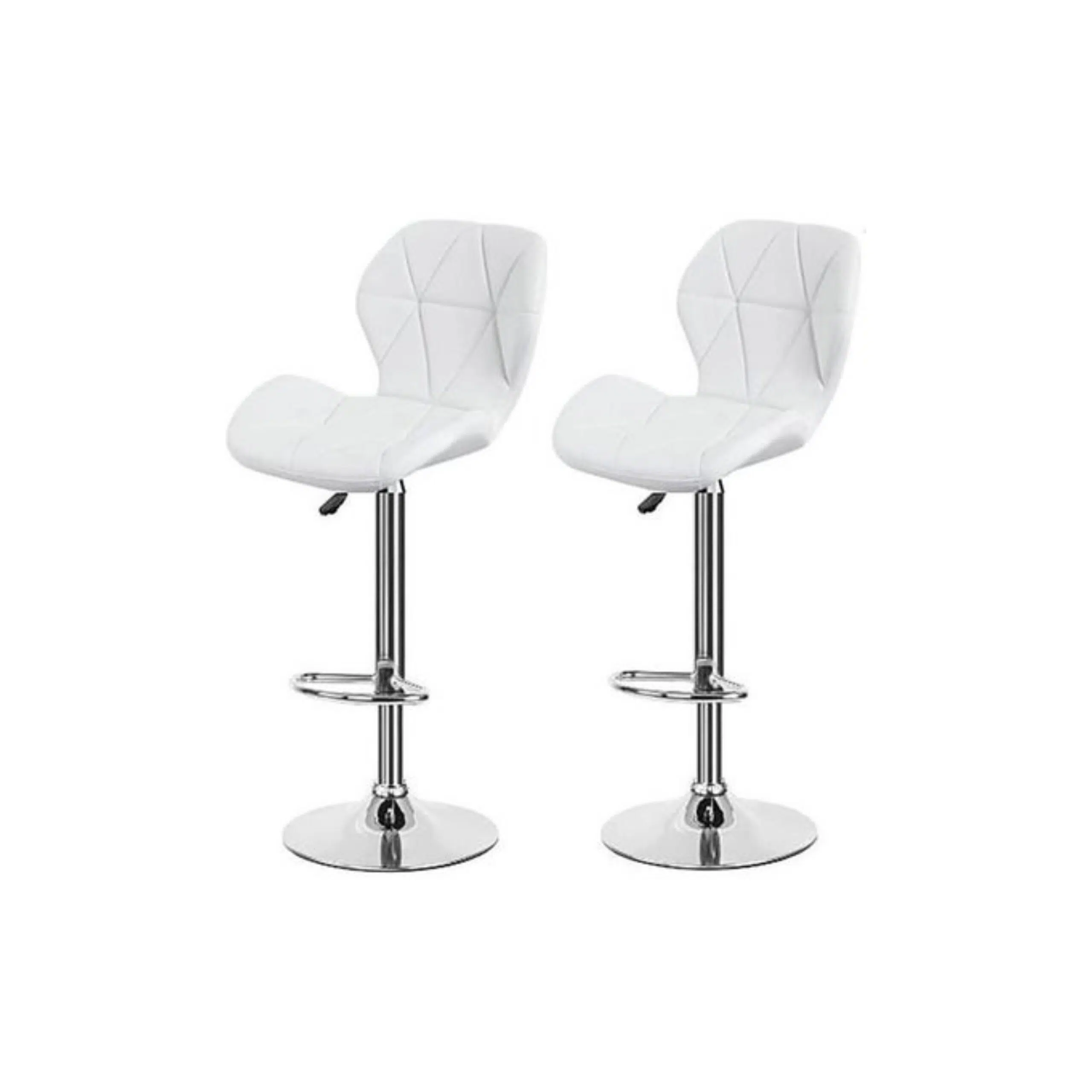 Modern Adjustable Bar Stools with PU Leather, Chrome Base, Set of 2