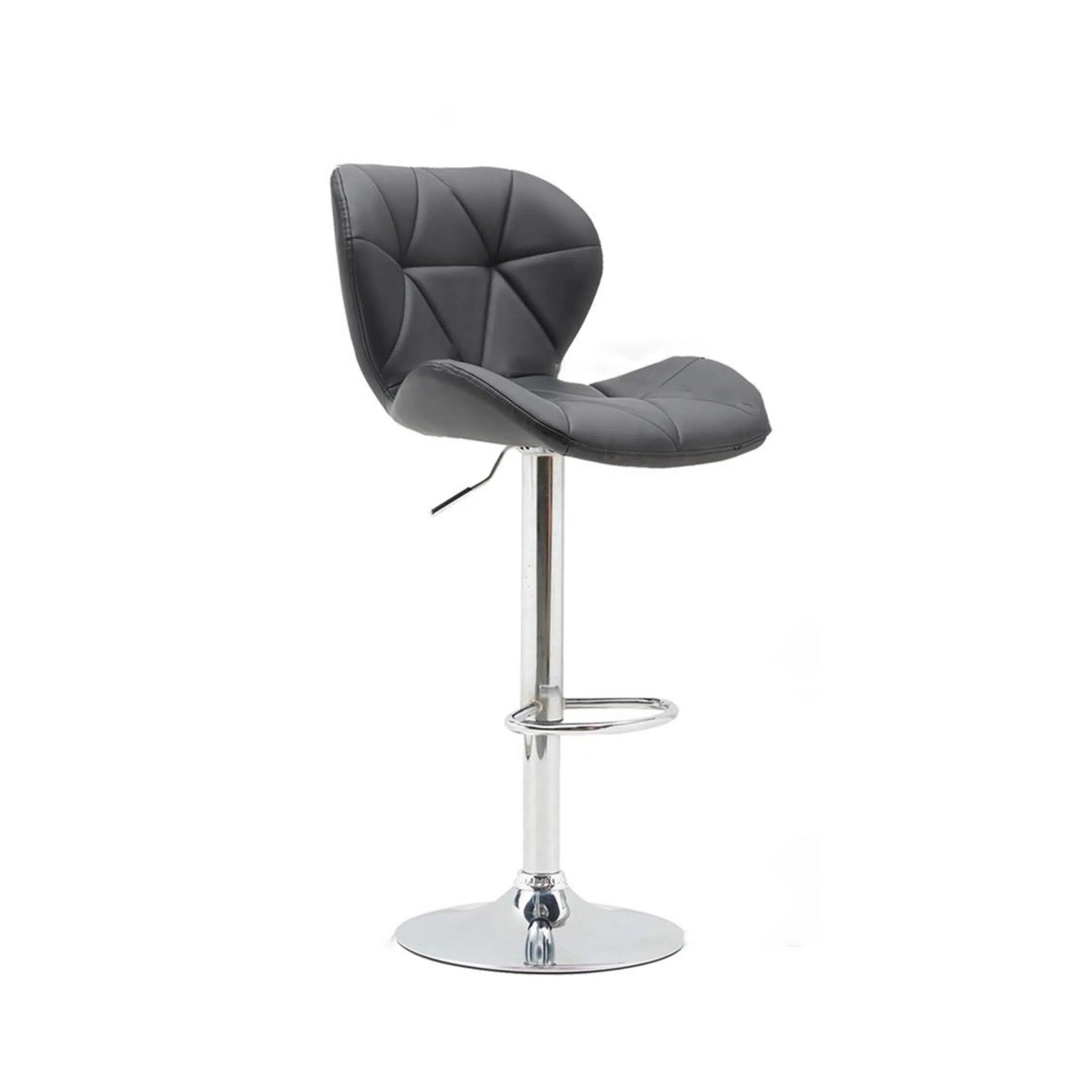 Modern Adjustable Bar Stools with PU Leather, Chrome Base, Set of 2