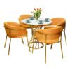 Dining 4 Seater Round Table Chairs Set – Orange