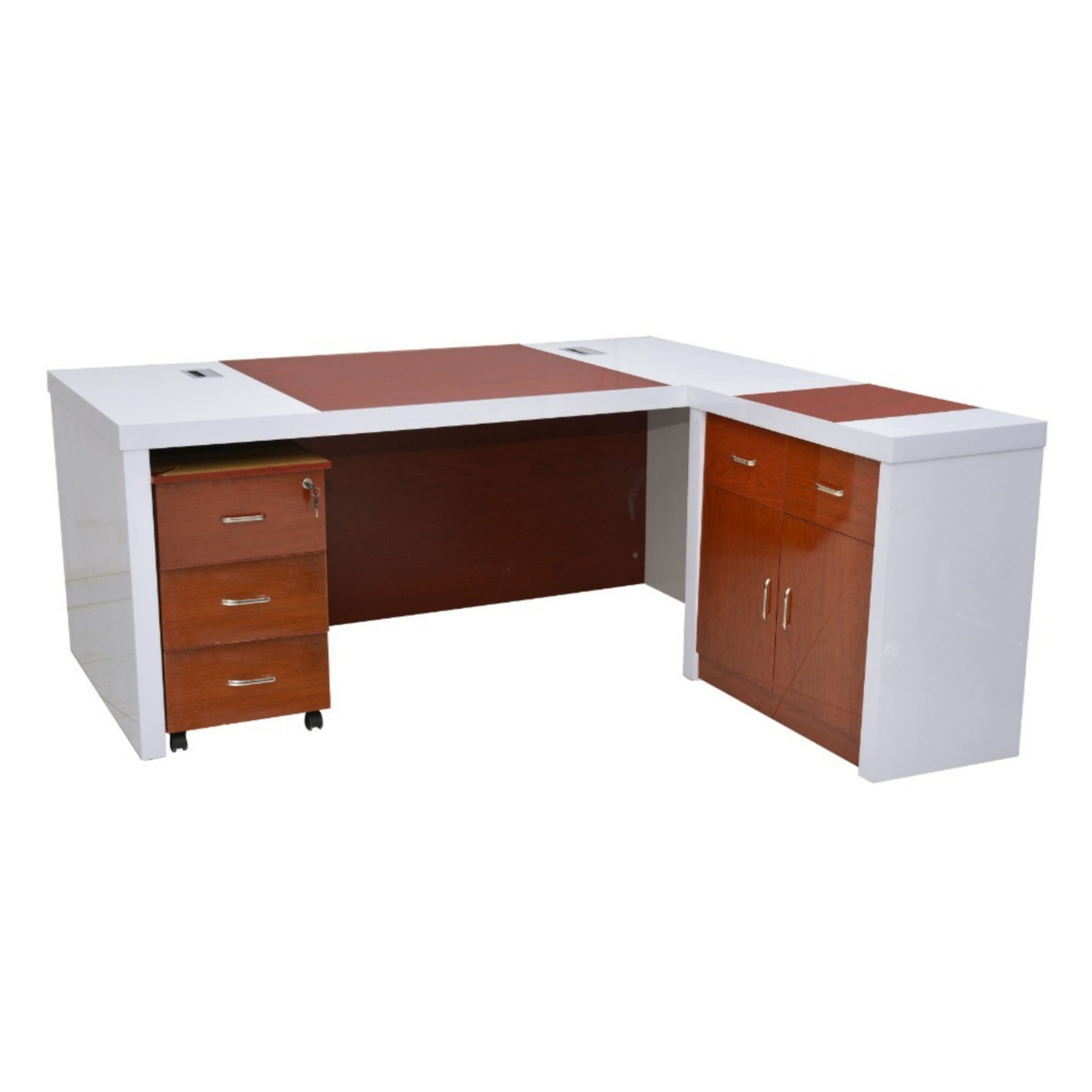 Alpine Executive Office Desk With Drawers- Color White Mahogany 180cm