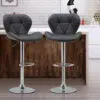 Modern Adjustable Bar Stools with PU Leather, Chrome Base, Set of 2