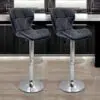 Modern Adjustable Bar Stools with PU Leather, Chrome Base, Set of 2