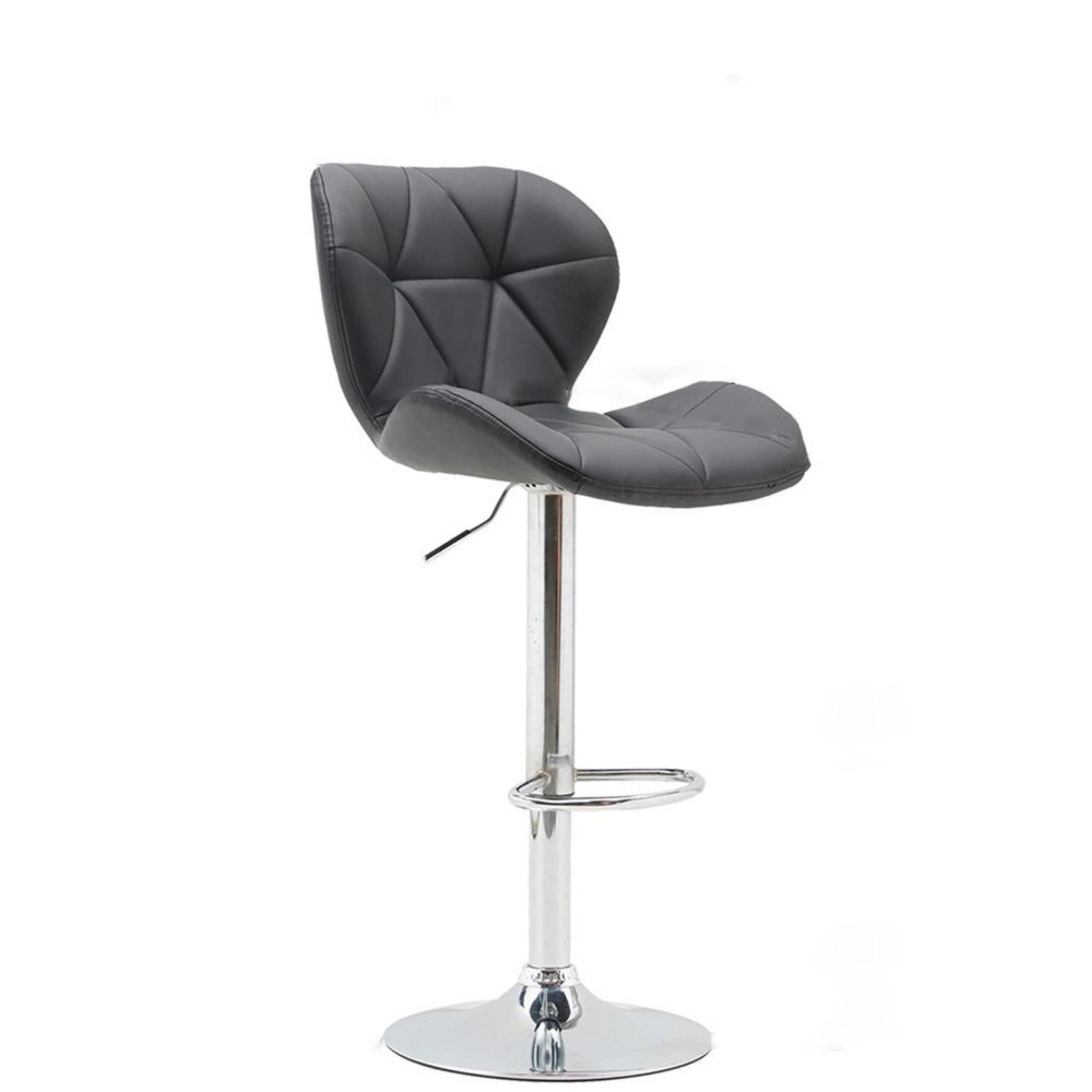Modern Adjustable Bar Stools with PU Leather, Chrome Base, Set of 2