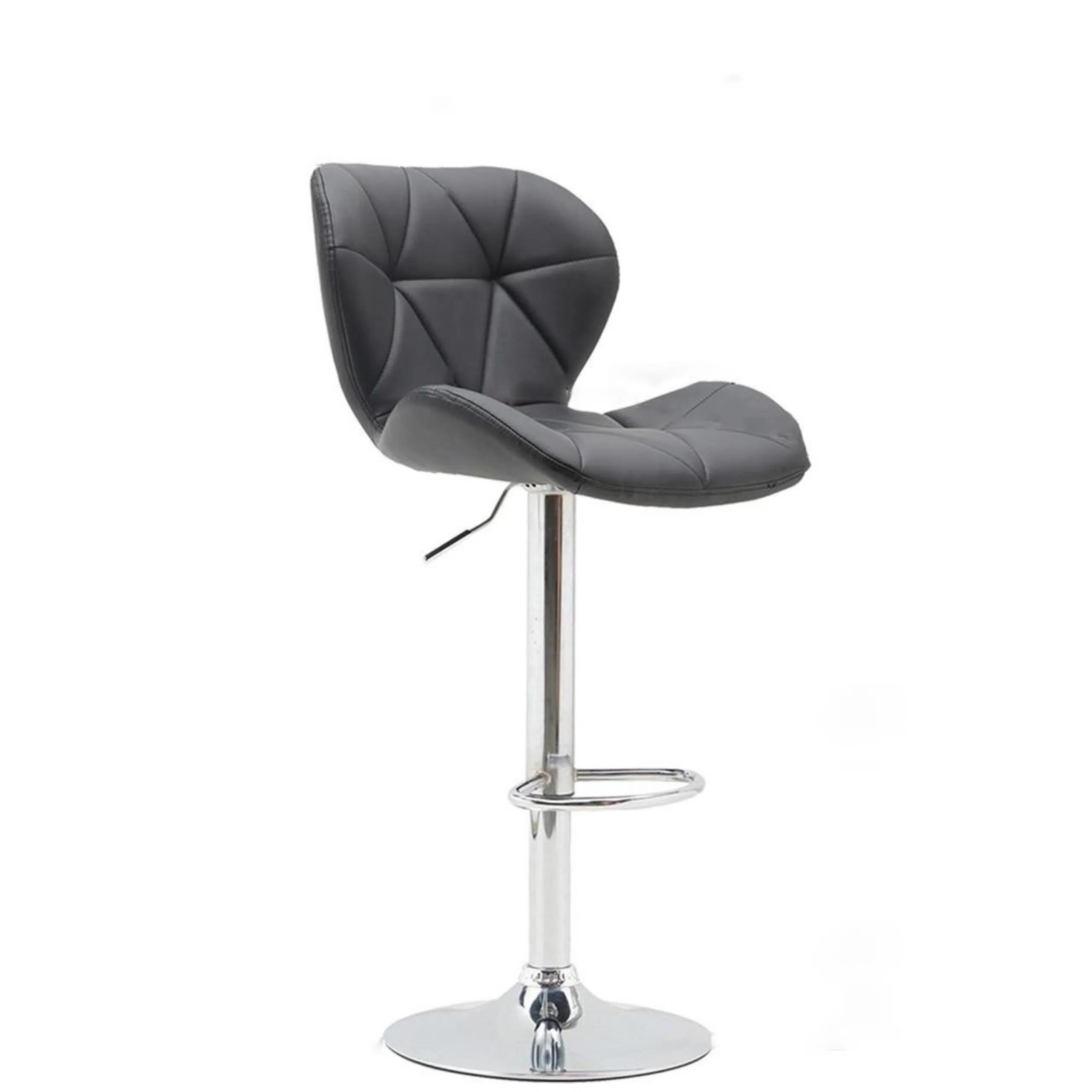 Modern Adjustable Bar Stools with PU Leather, Chrome Base, Set of 2
