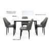 Wooden 4 Seater Twist Kitchen Dining Table Top Marble Leather Chair – Dark Grey