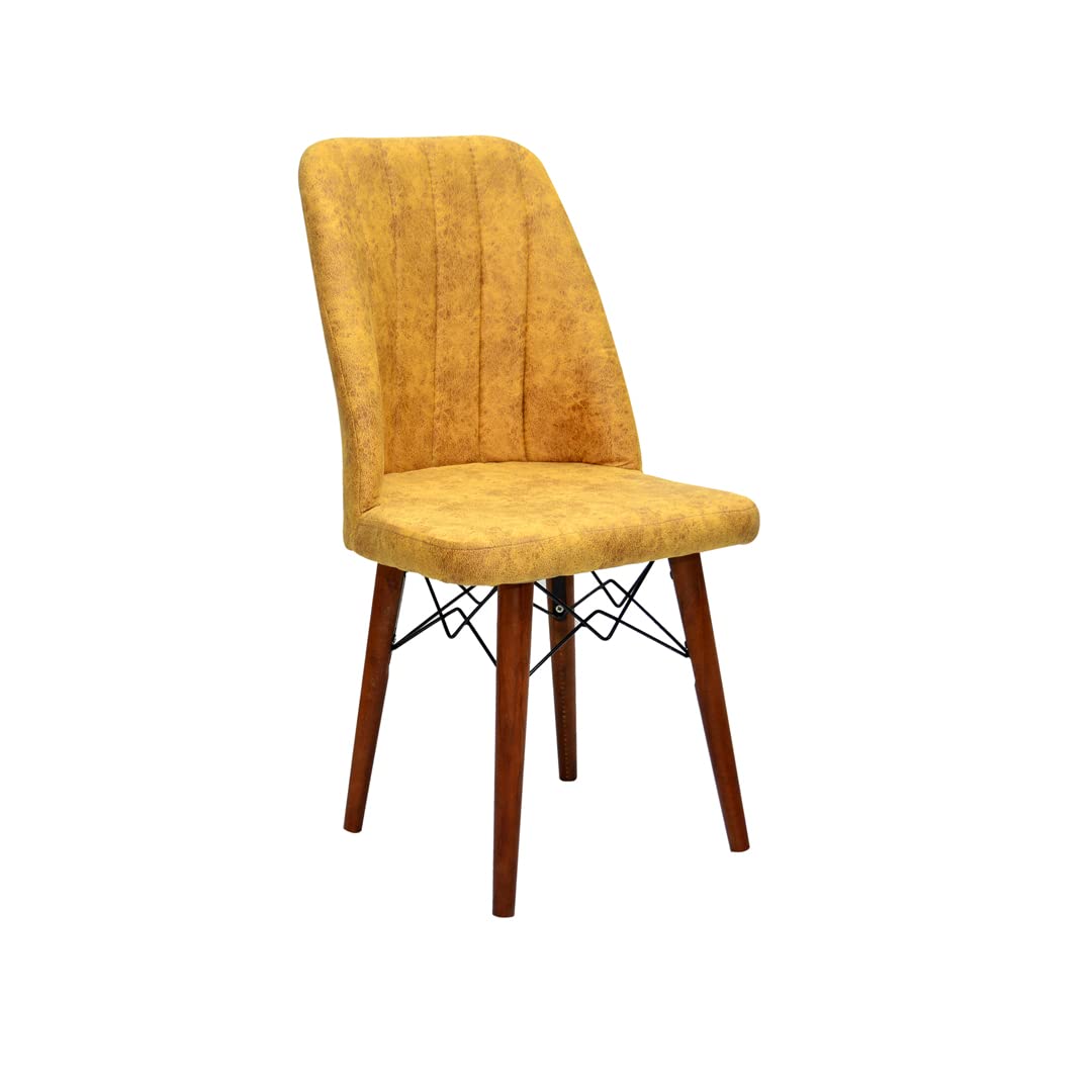 Morden 6 Seater Dining Table Chairs Set – Yellow 130/170cm