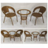 Patio 3 Pieces Rattan Dining Set Table with Wicker Glass Top