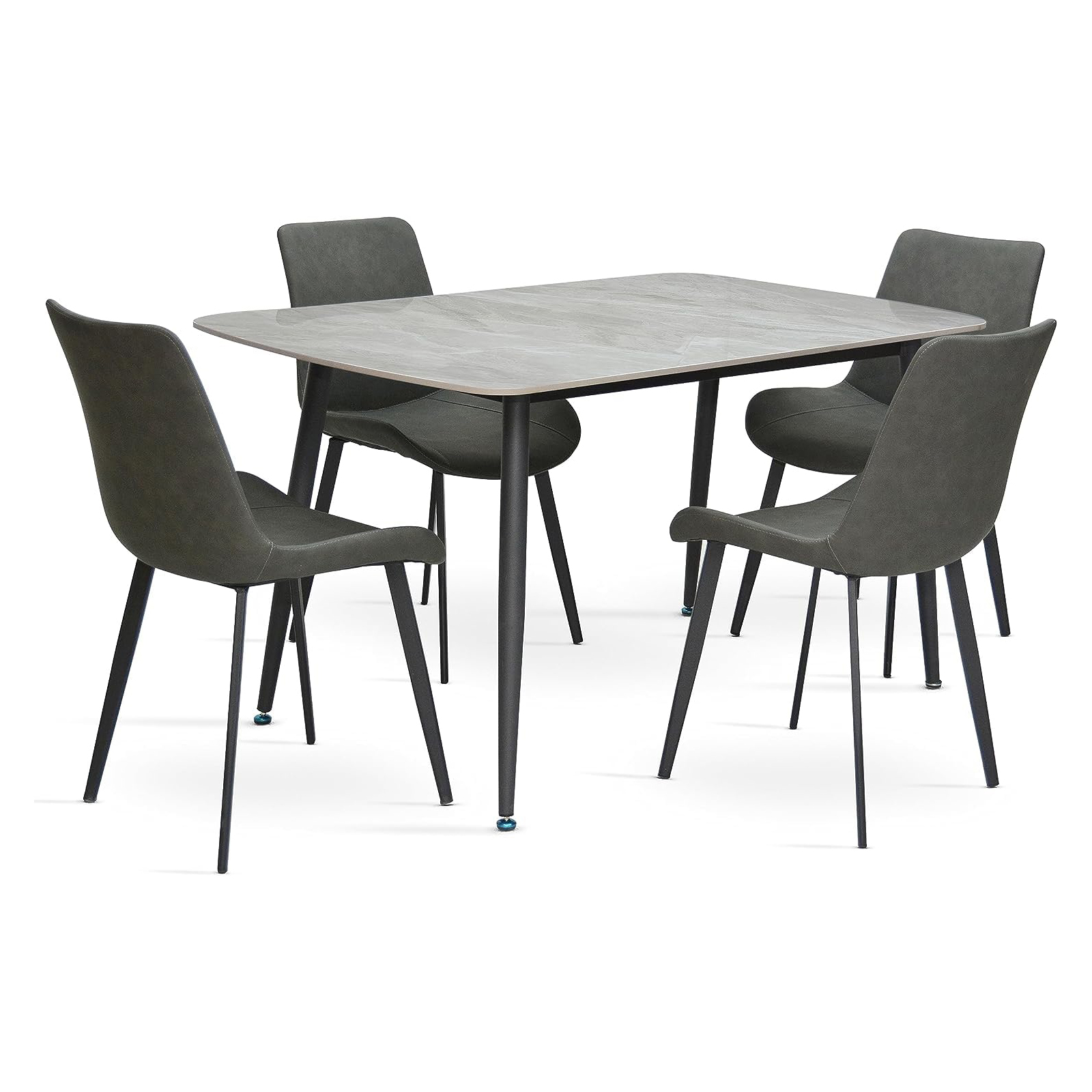 Modern 4 Seater Dining Table Chairs Set – Grey