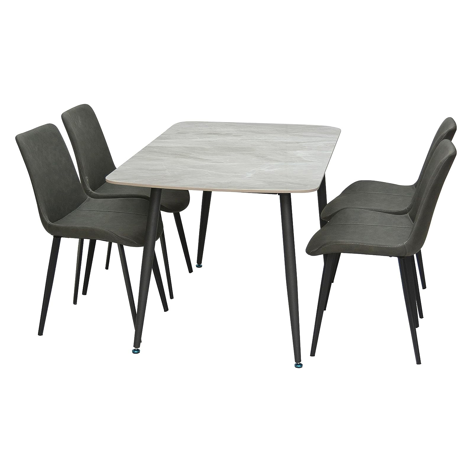 Modern 4 Seater Dining Table Chairs Set – Grey