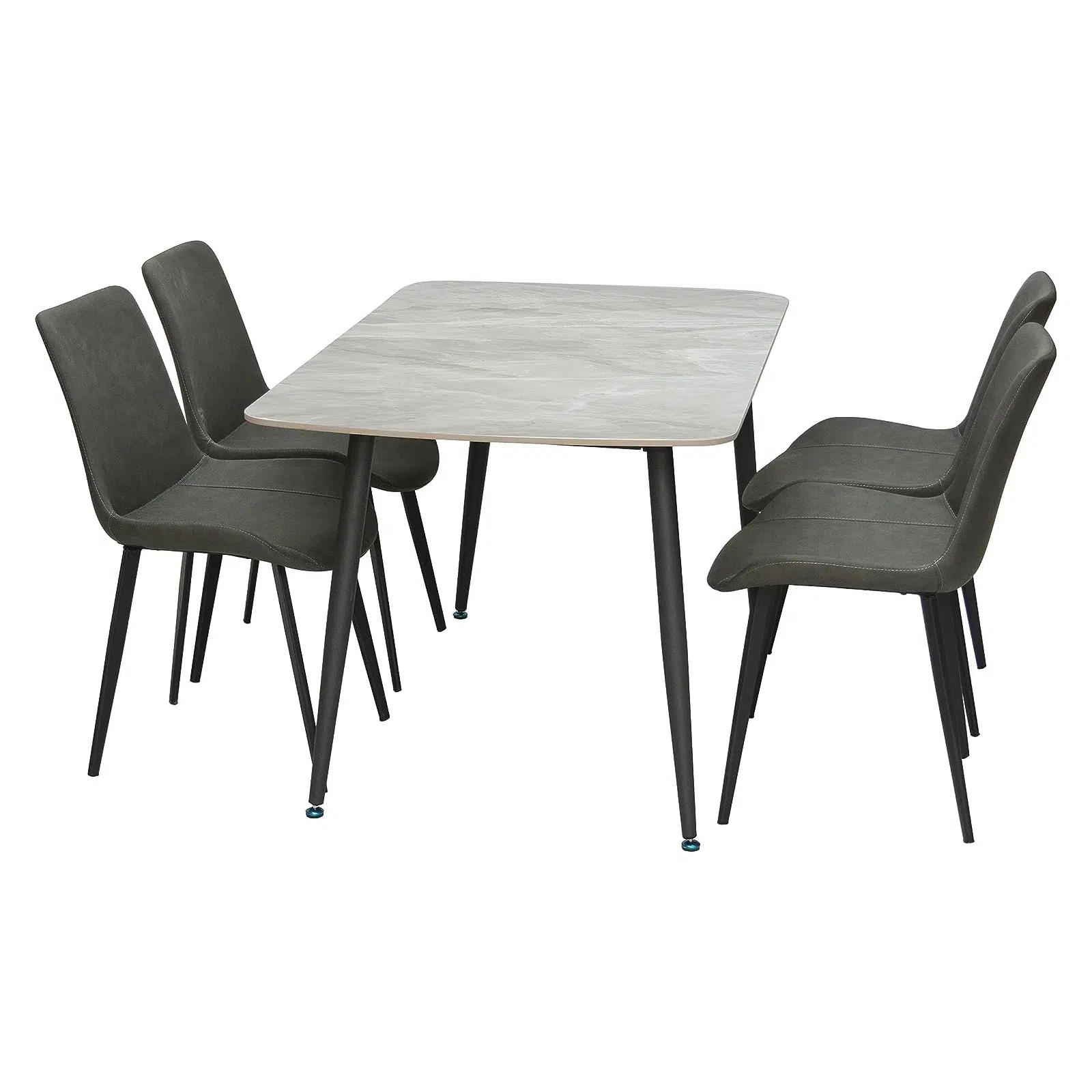 Modern 4 Seater Dining Table Chairs Set – Grey