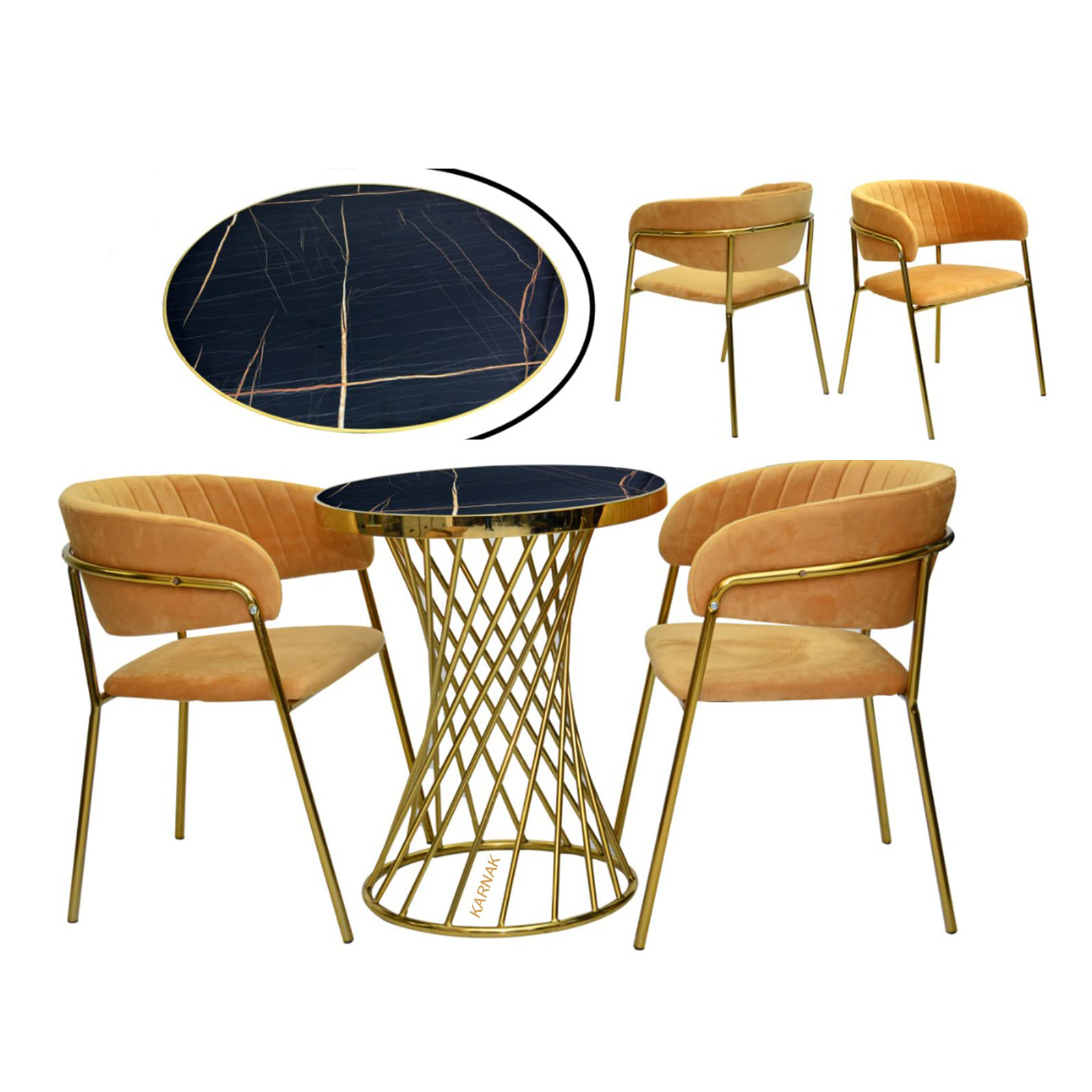 Dining 2 Seater Round Table Chairs Set – Orange