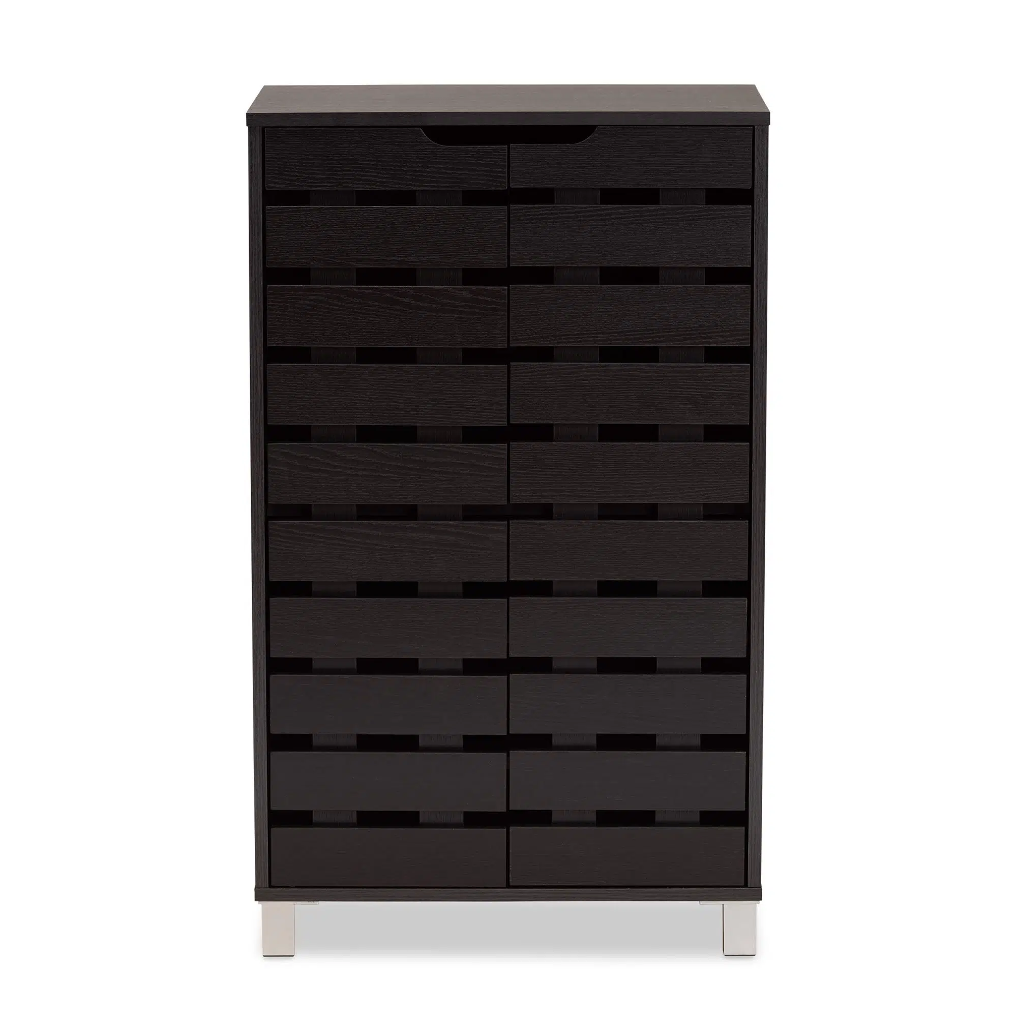 Modern Wooden Shoe Rack with Dustproof Cover – Wenge