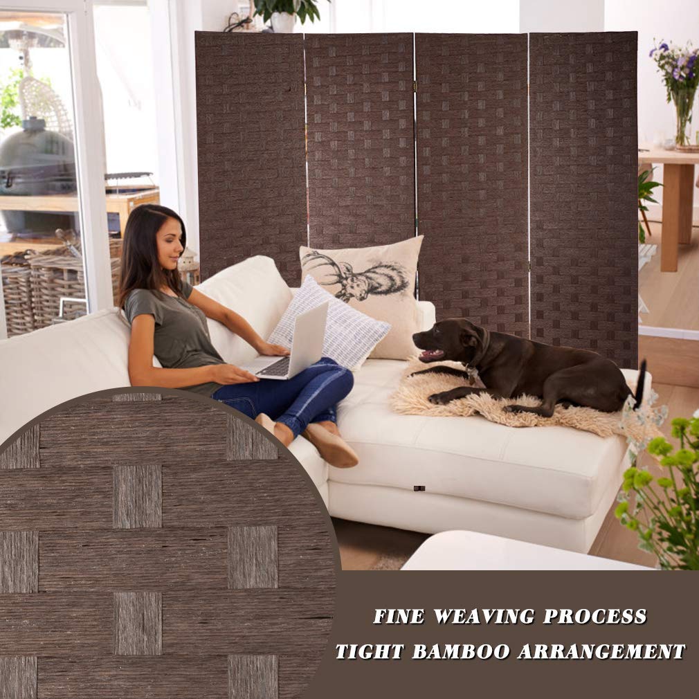 Four Panel Room Divider Folding Privacy – Full Brown